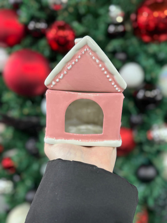 Pink Gingerbread House Christmas Oil Burner