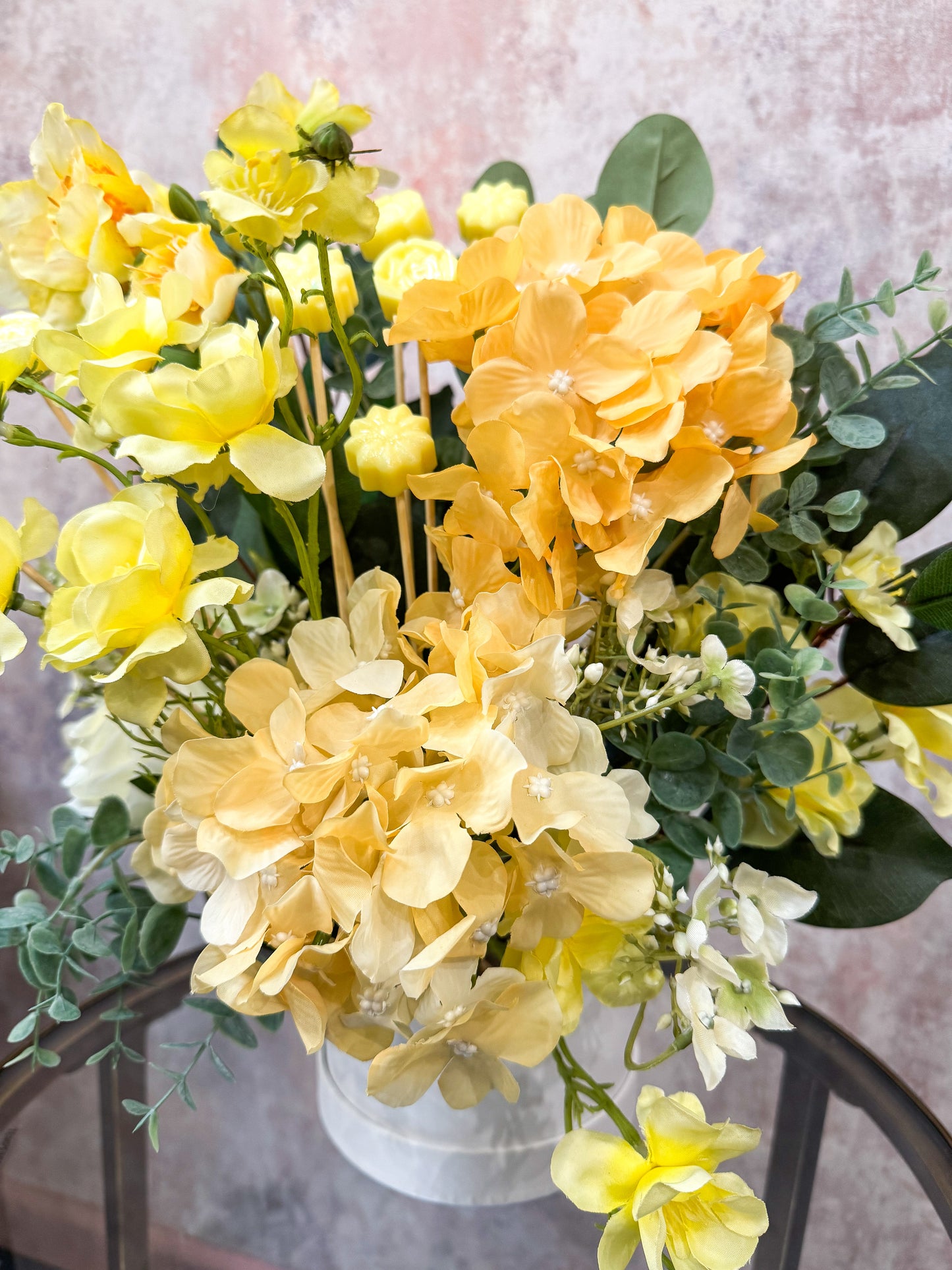 Faux Flower & Wax Hat Box