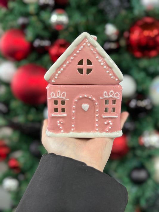 Pink Gingerbread House Christmas Oil Burner