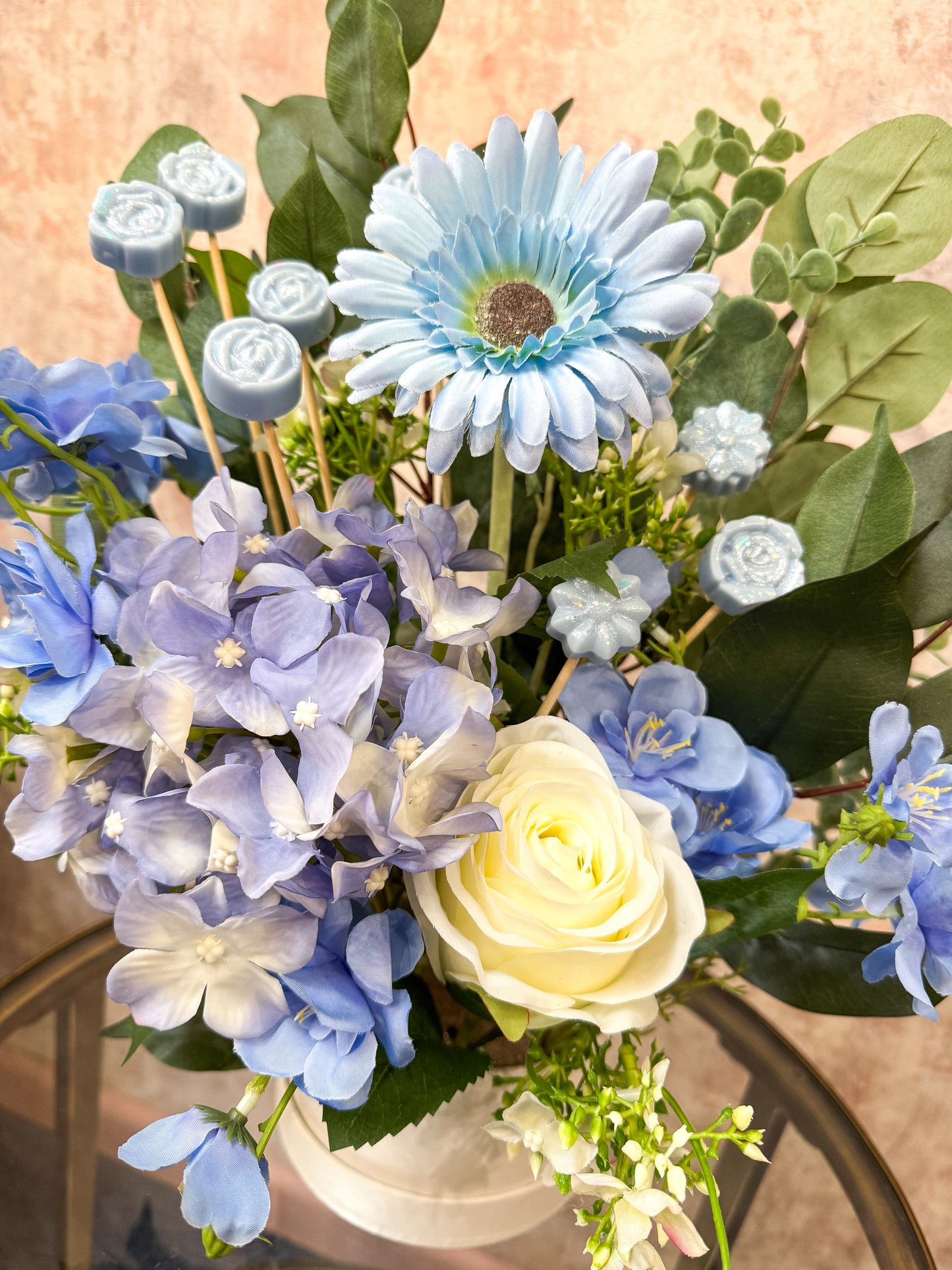 Faux Flower & Wax Hat Box