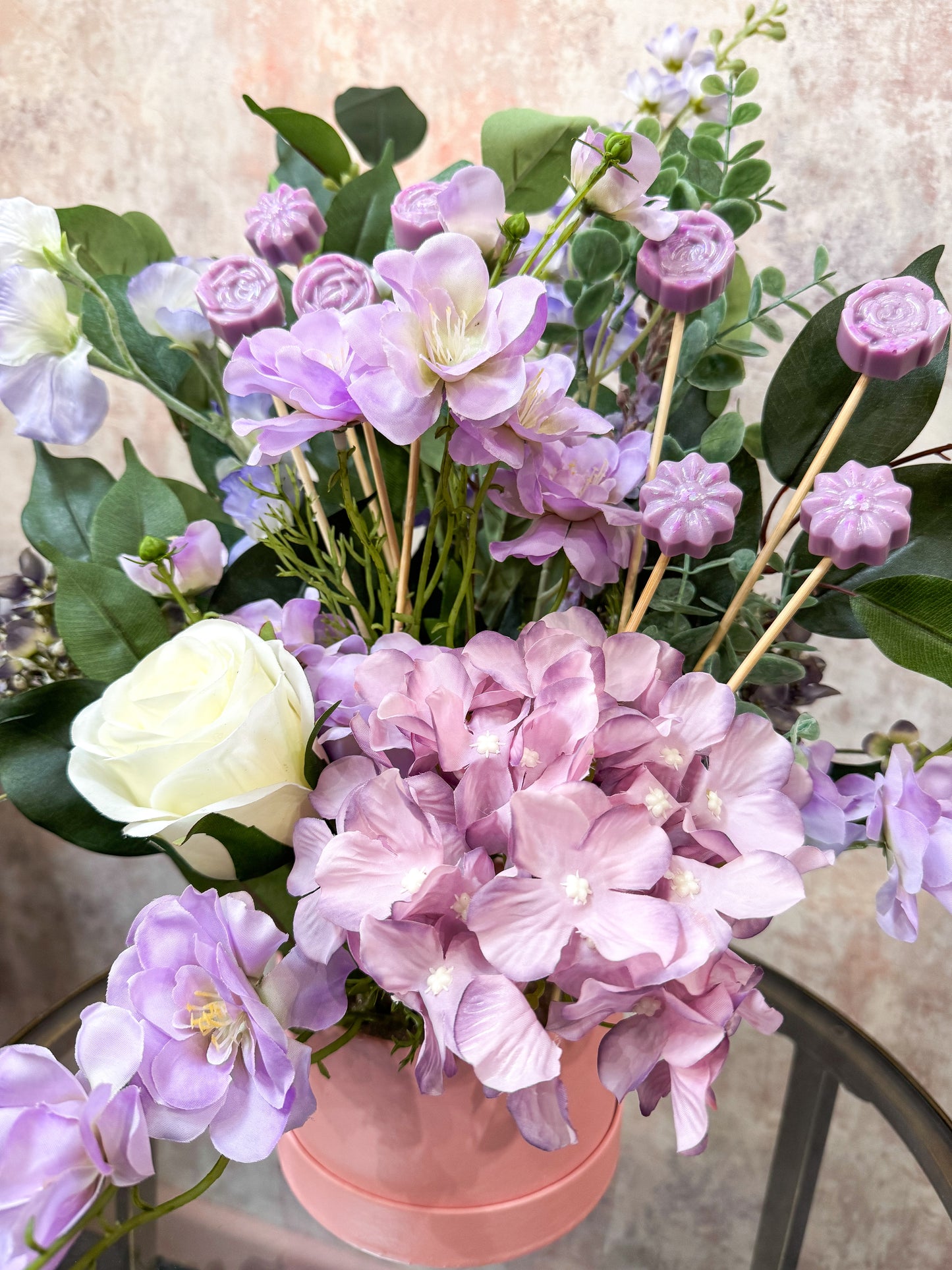 Faux Flower & Wax Hat Box